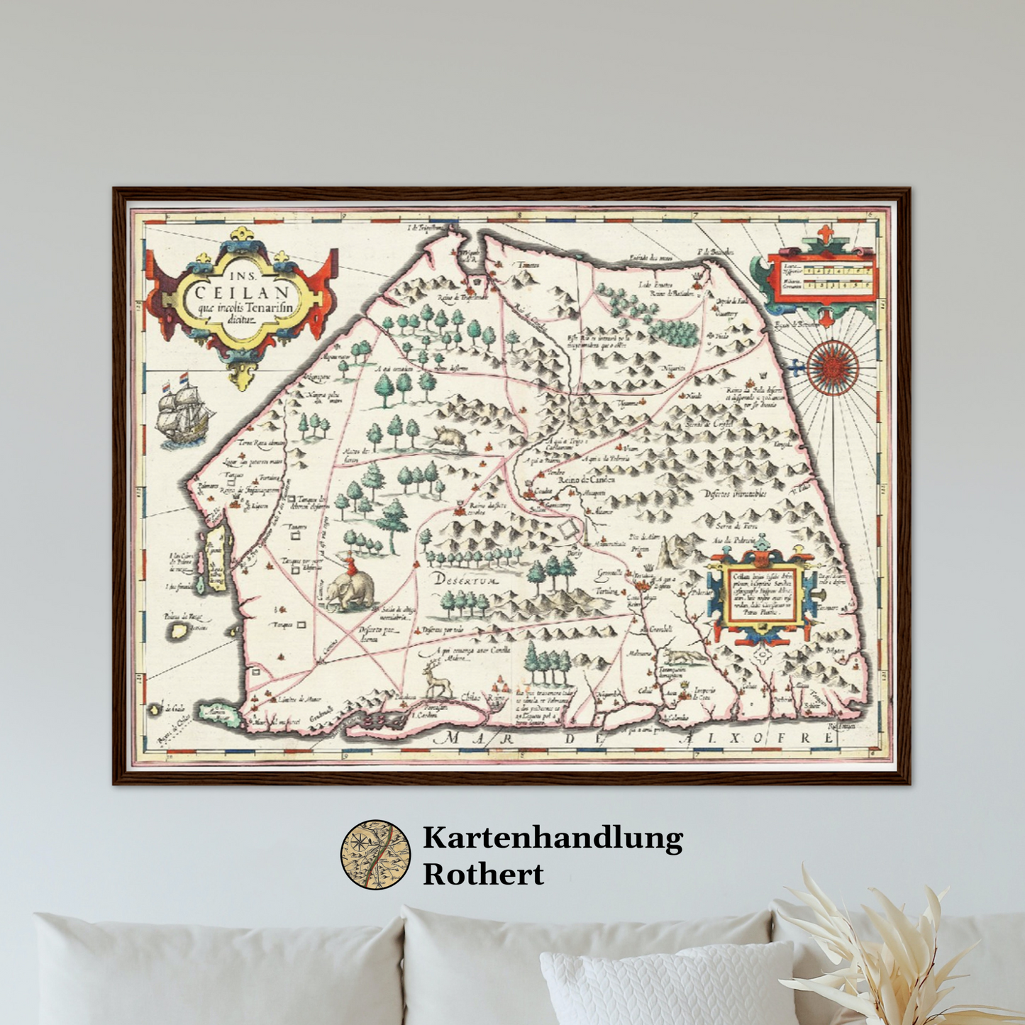 Historische Landkarte Sri Lanka um 1606