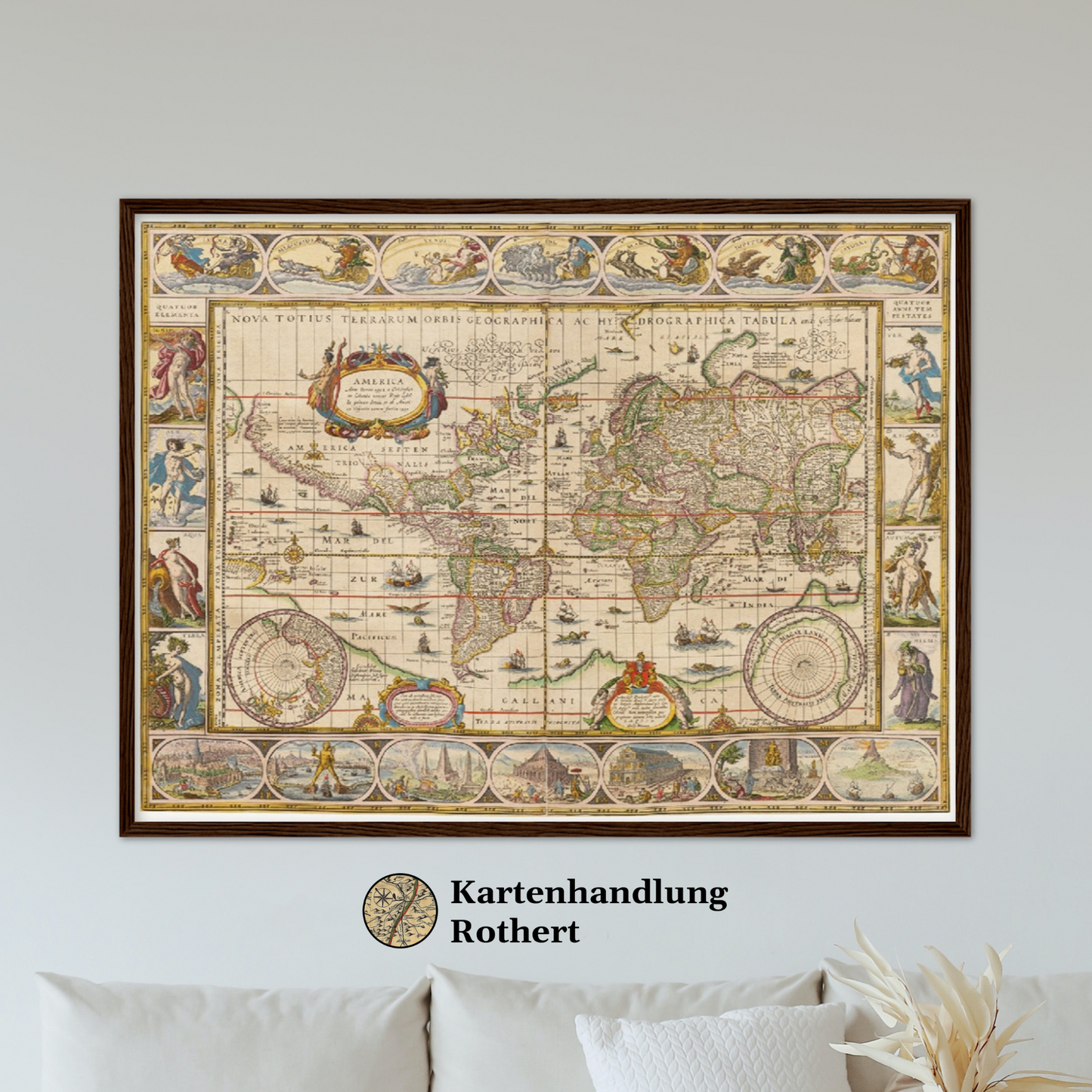 Historische Weltkarte um 1635