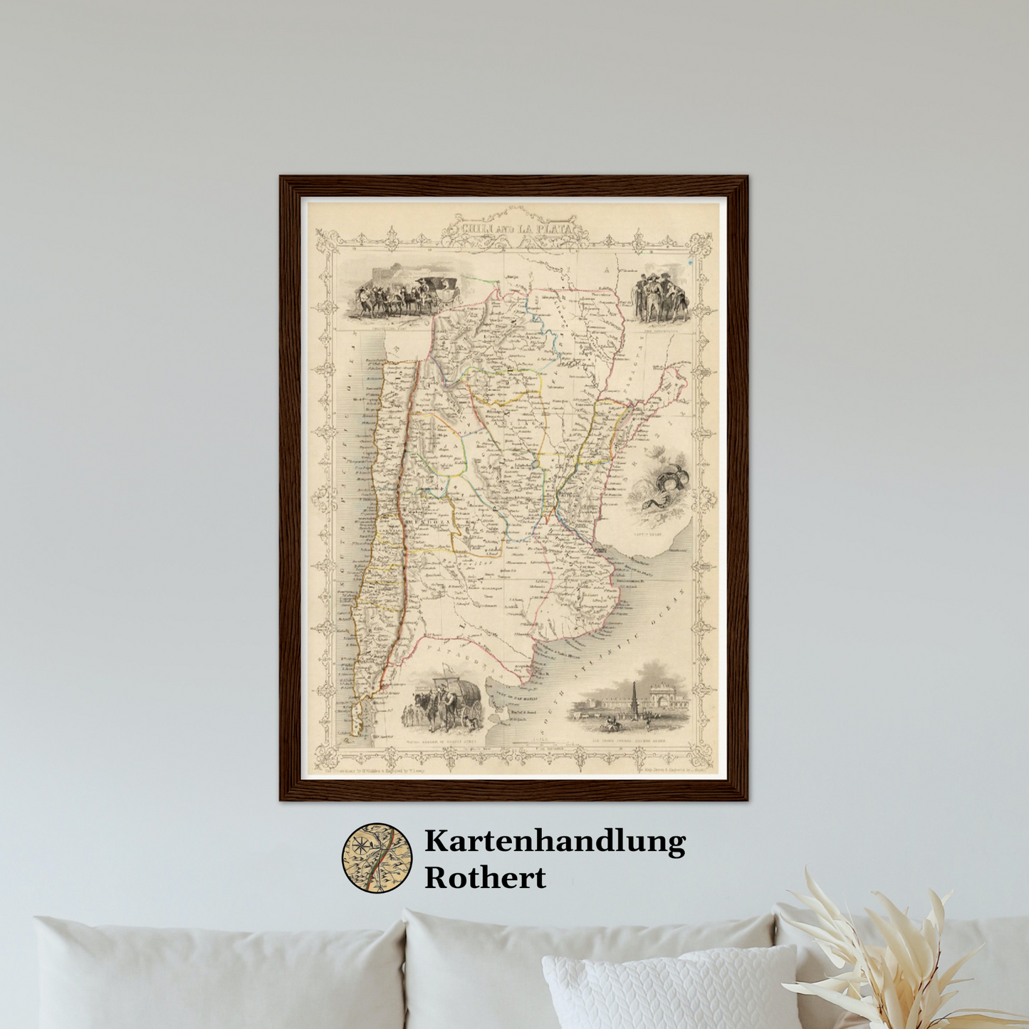 Historische Landkarte Argentinien & Chile um 1850