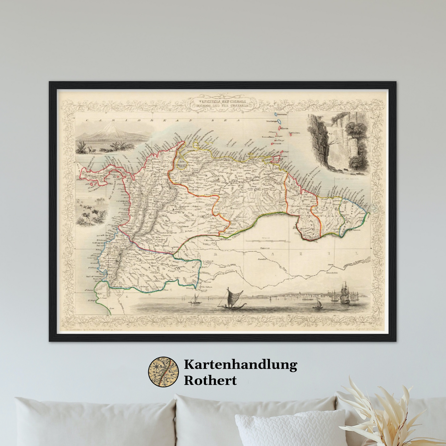 Historische Landkarte Kolumbien & Venezuela um 1850