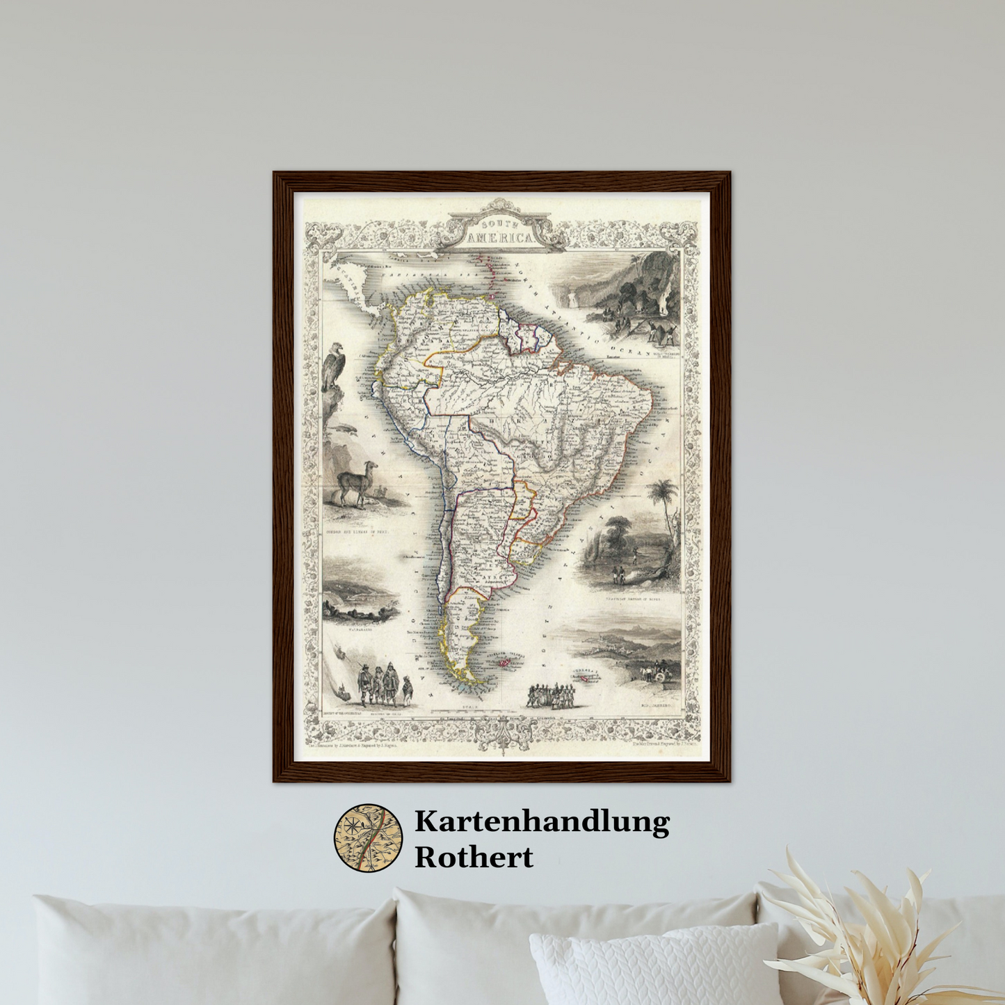 Historische Landkarte Südamerika um 1850