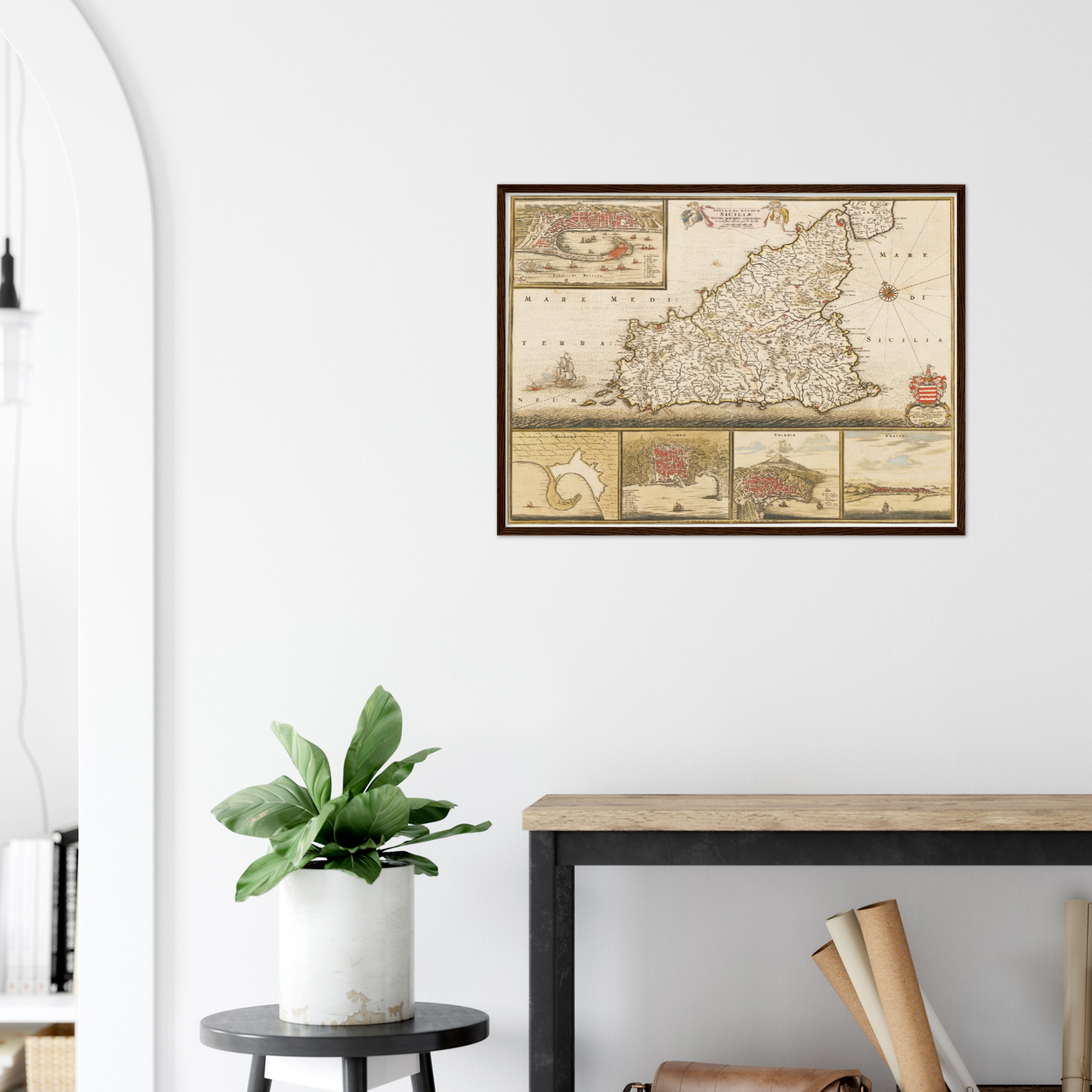 Historische Landkarte Sizilien um 1698