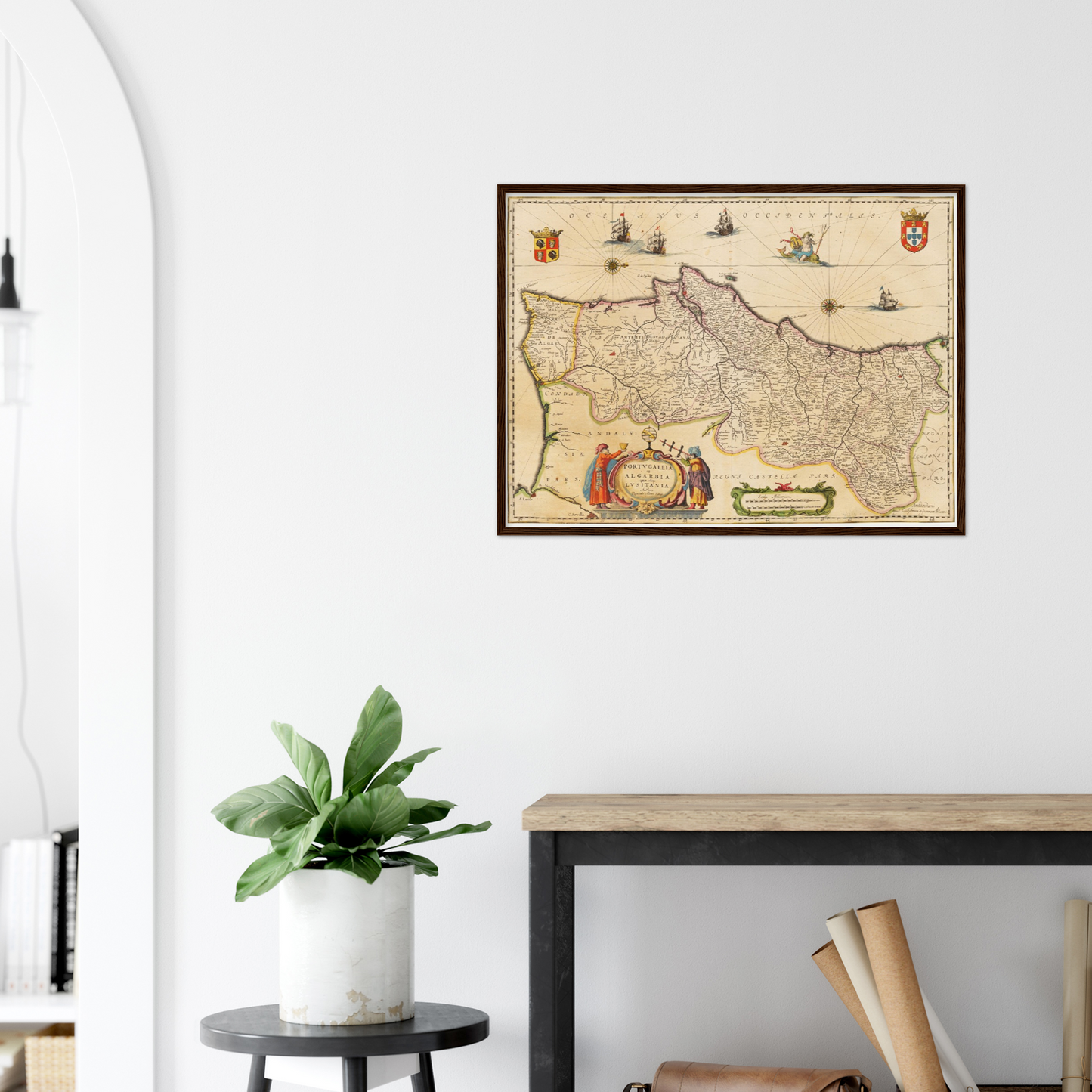 Historische Landkarte Portugal um 1635
