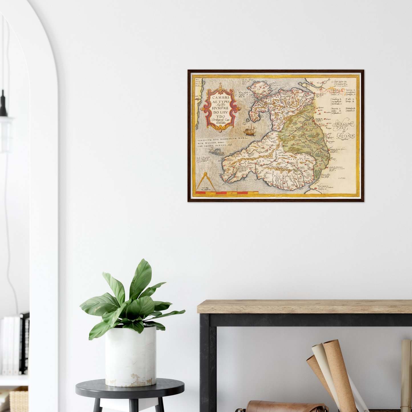 Historische Landkarte Wales um 1609