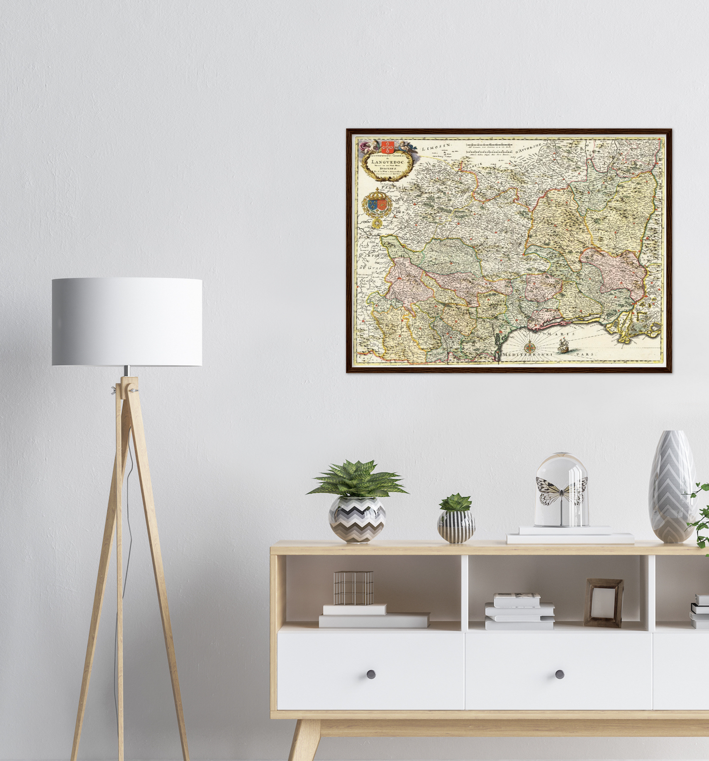 Historische Landkarte Languedoc um 1721