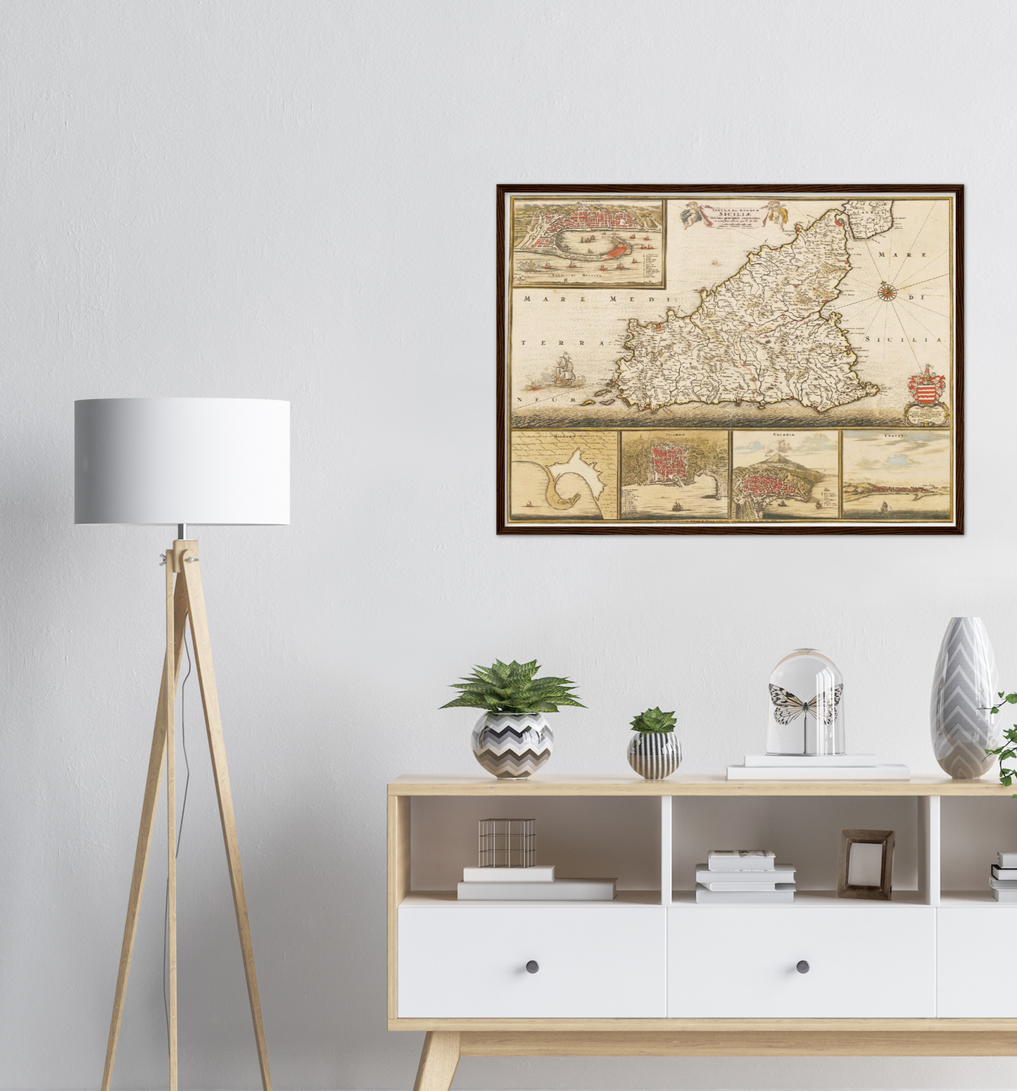Historische Landkarte Sizilien um 1698