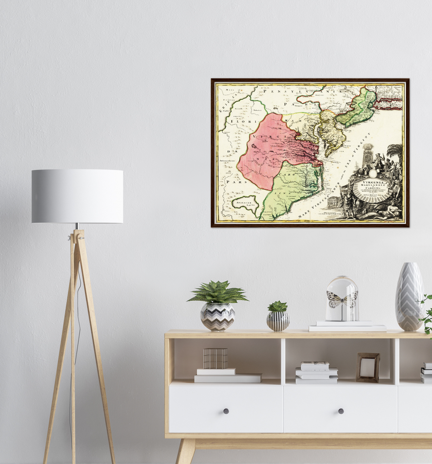 Historische Landkarte Kolonie Virginia um 1750