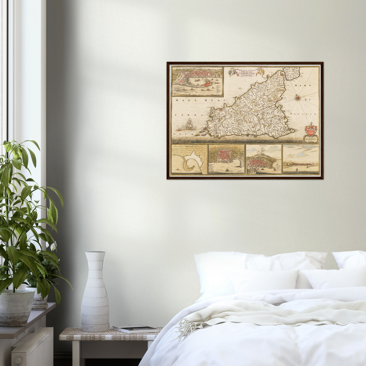 Historische Landkarte Sizilien um 1698