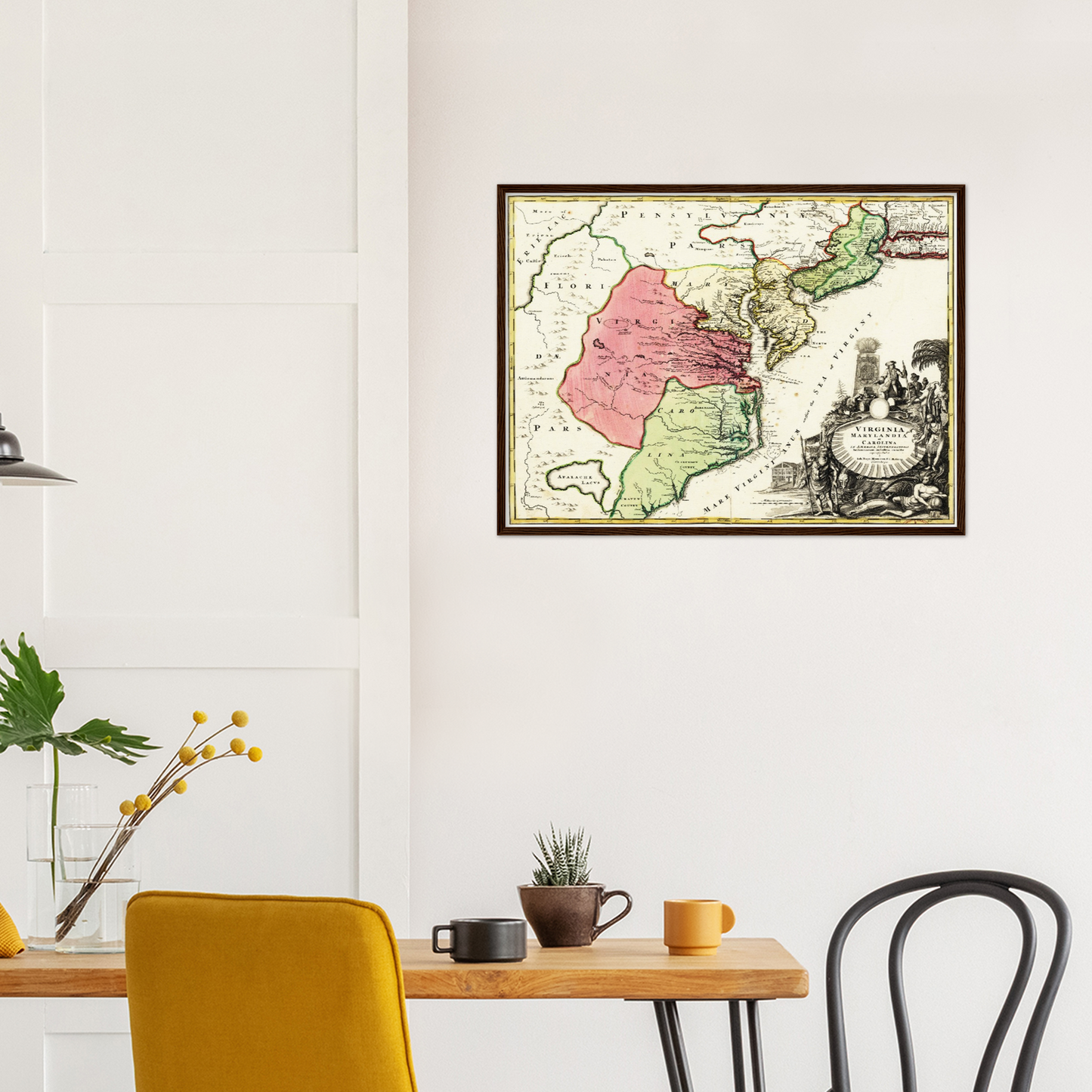 Historische Landkarte Kolonie Virginia um 1750