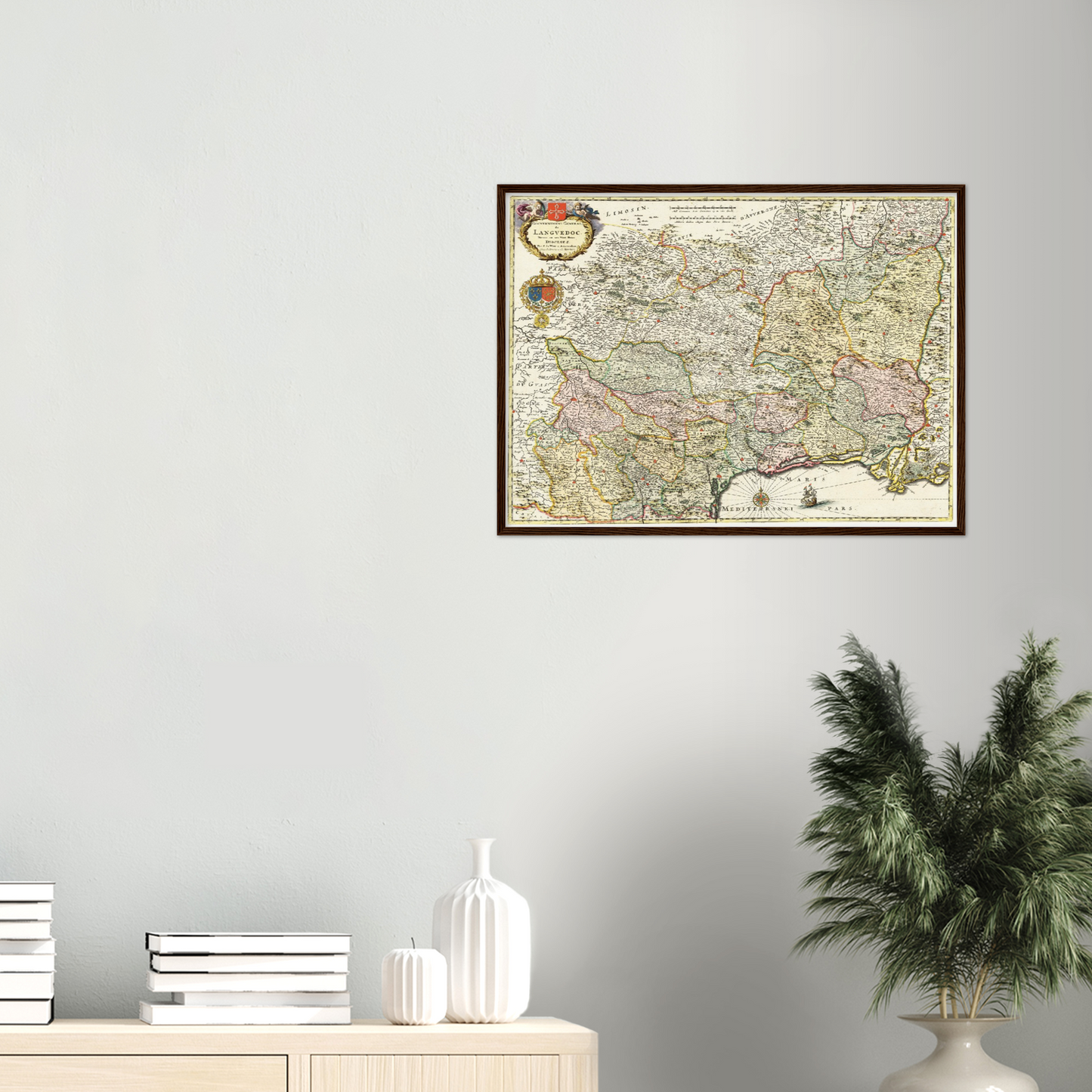 Historische Landkarte Languedoc um 1721