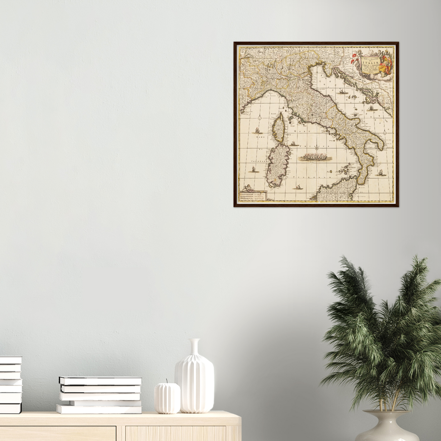 Historische Landkarte Italien um 1698