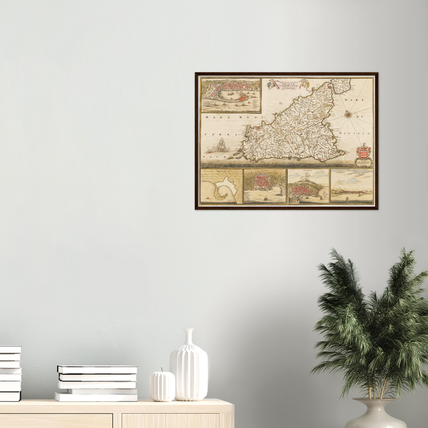 Historische Landkarte Sizilien um 1698
