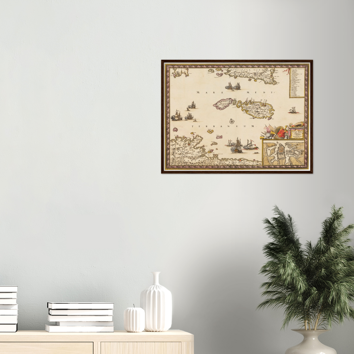 Historische Landkarte Malta um 1698