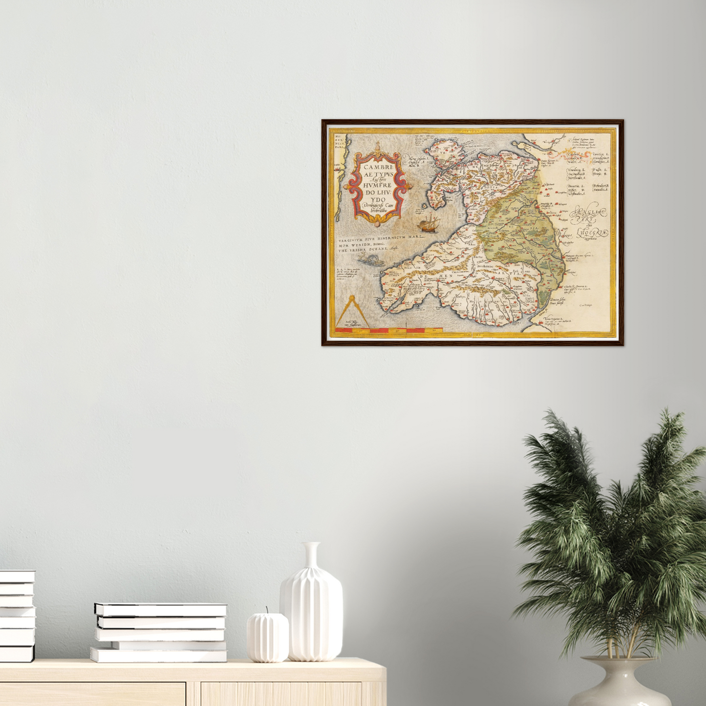 Historische Landkarte Wales um 1609