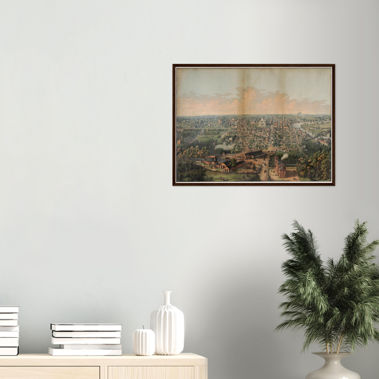 Historische Stadtansicht Columbus um 1861
