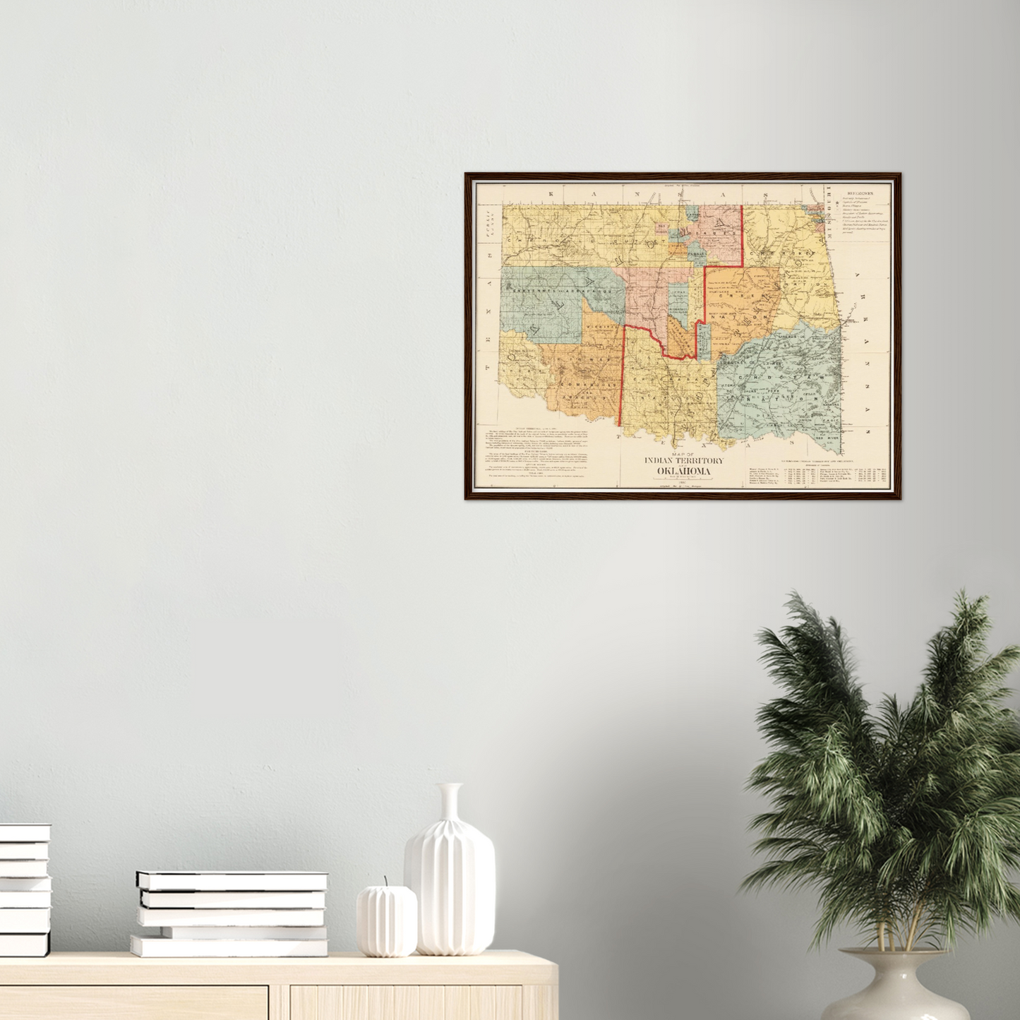 Historische Landkarte Oklahoma um 1890