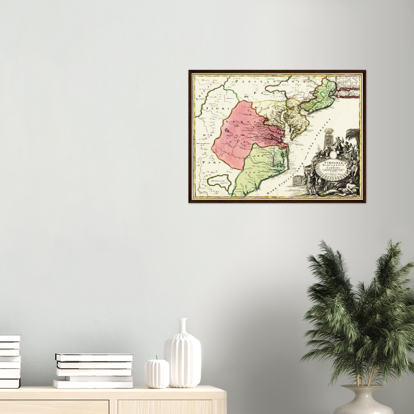 Historische Landkarte Kolonie Virginia um 1750