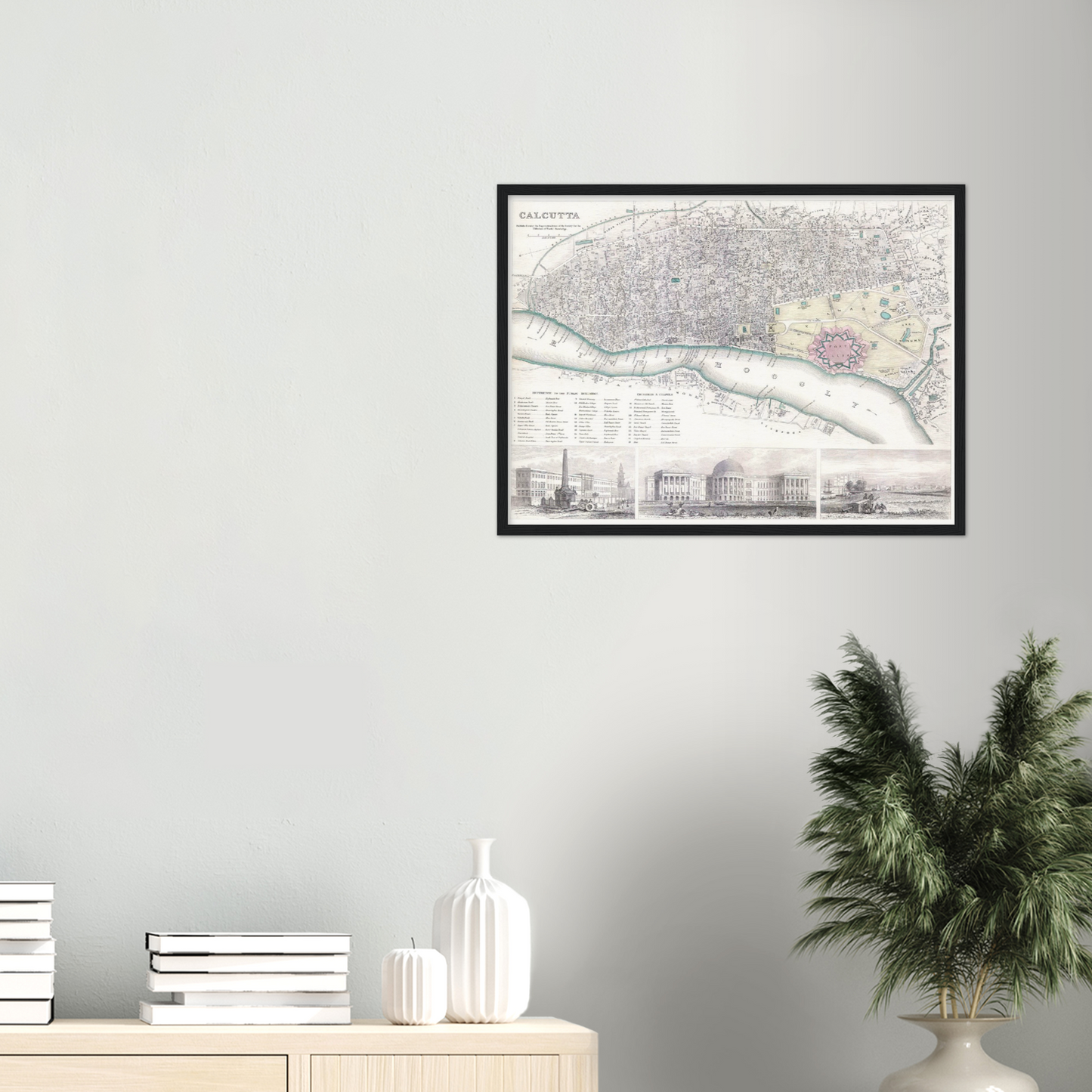 Historischer Stadtplan Kalkutta um 1842