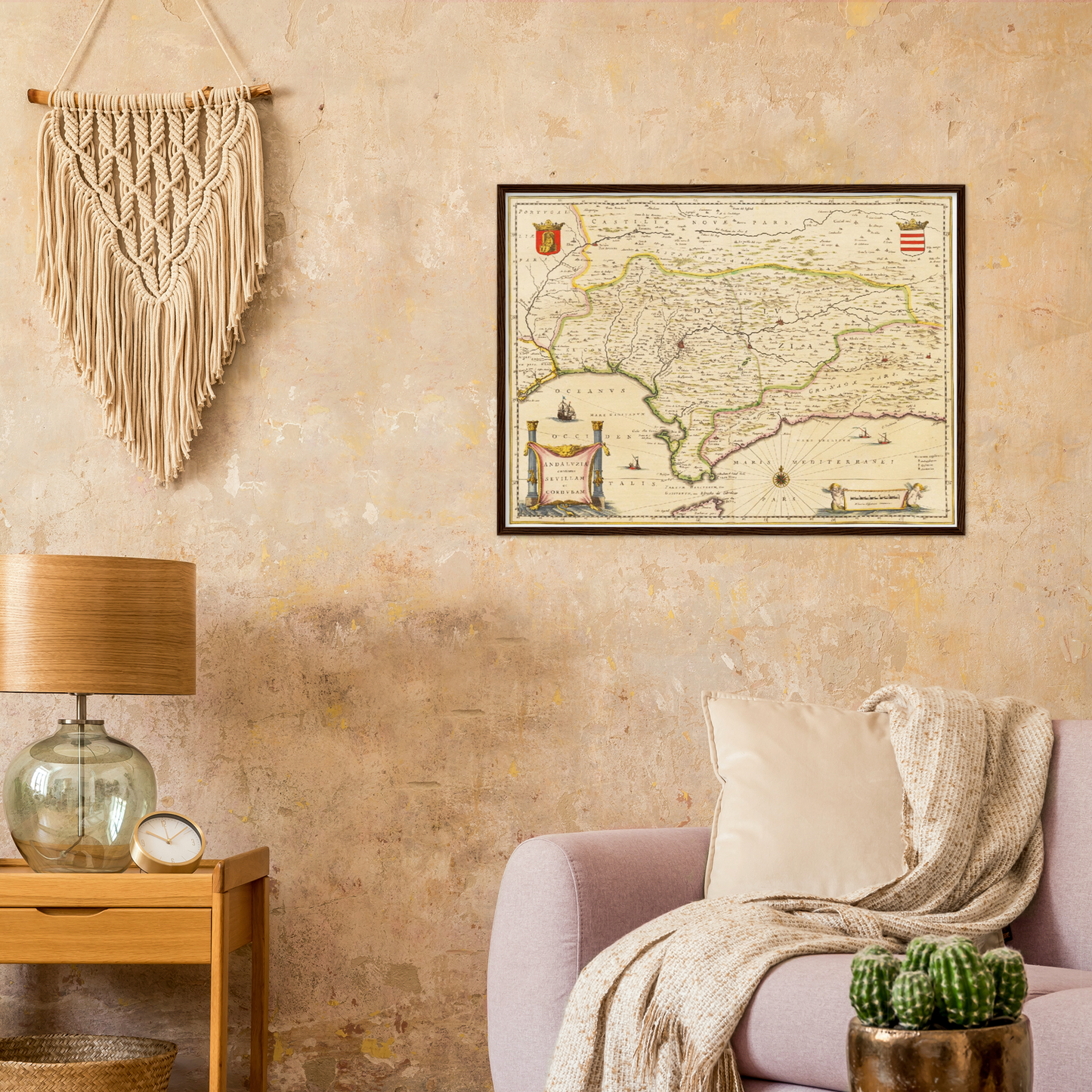 Historische Landkarte Andalusien um 1635
