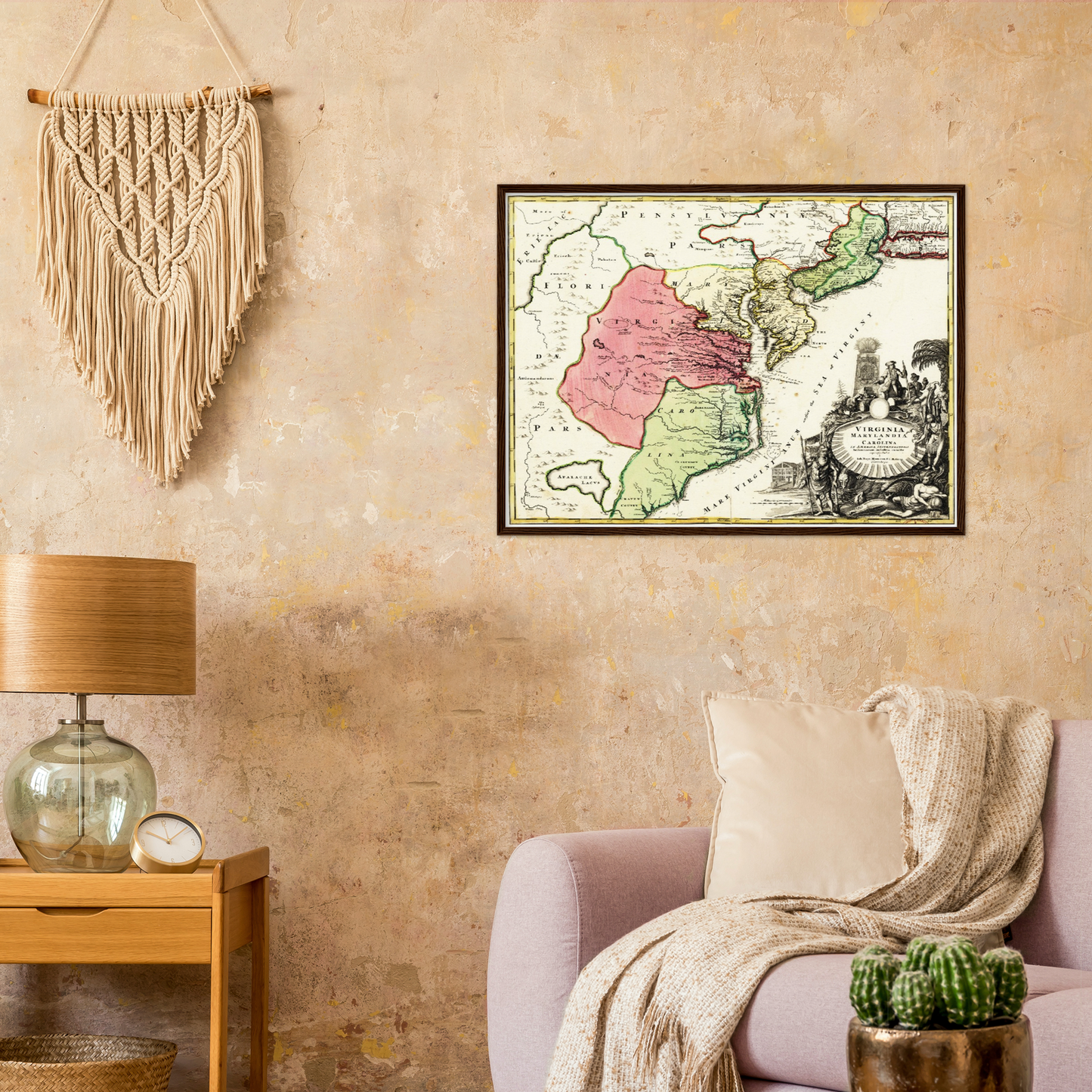 Historische Landkarte Kolonie Virginia um 1750