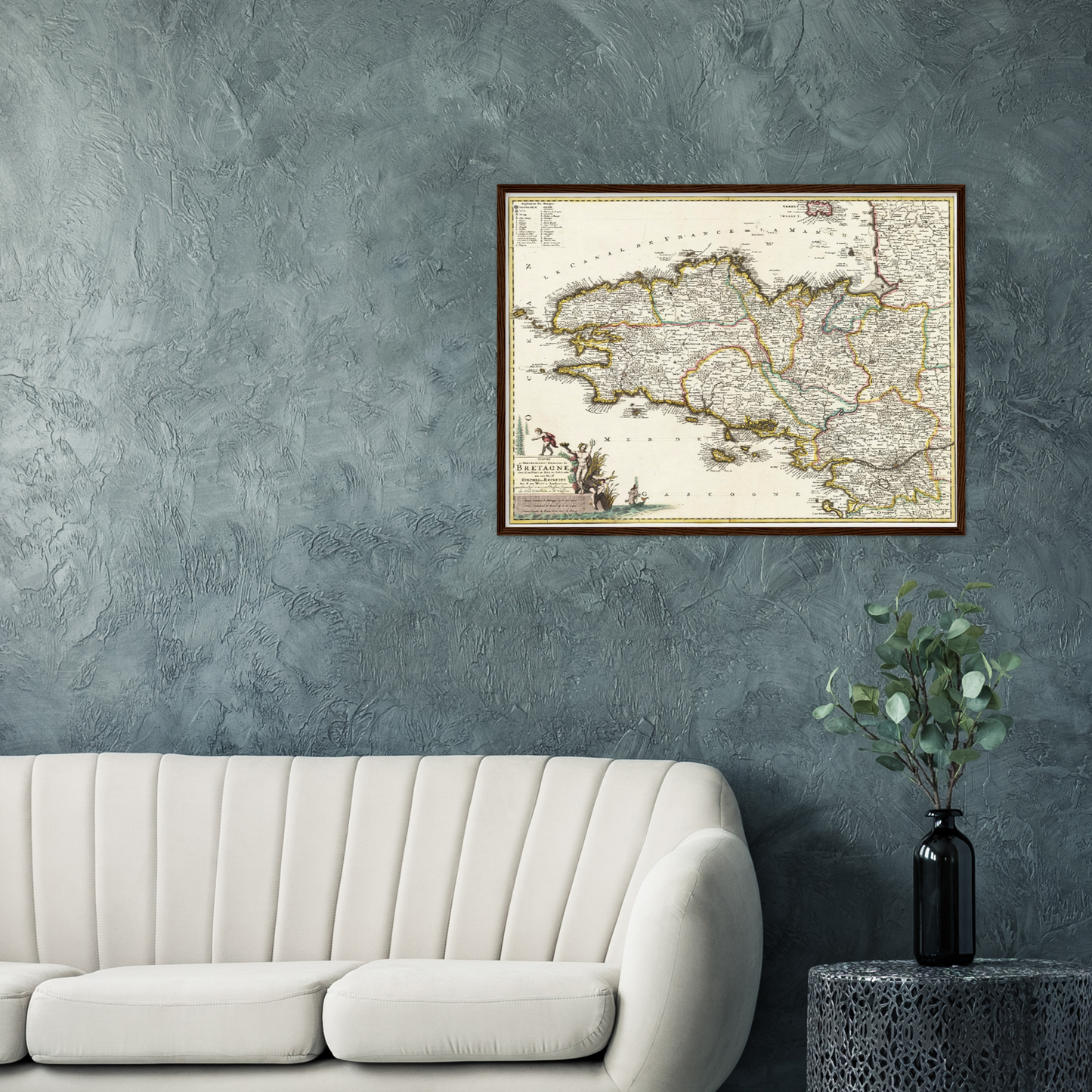 Historische Landkarte Bretagne um 1698