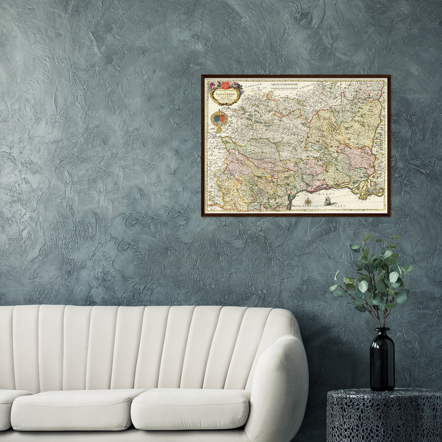 Historische Landkarte Languedoc um 1721
