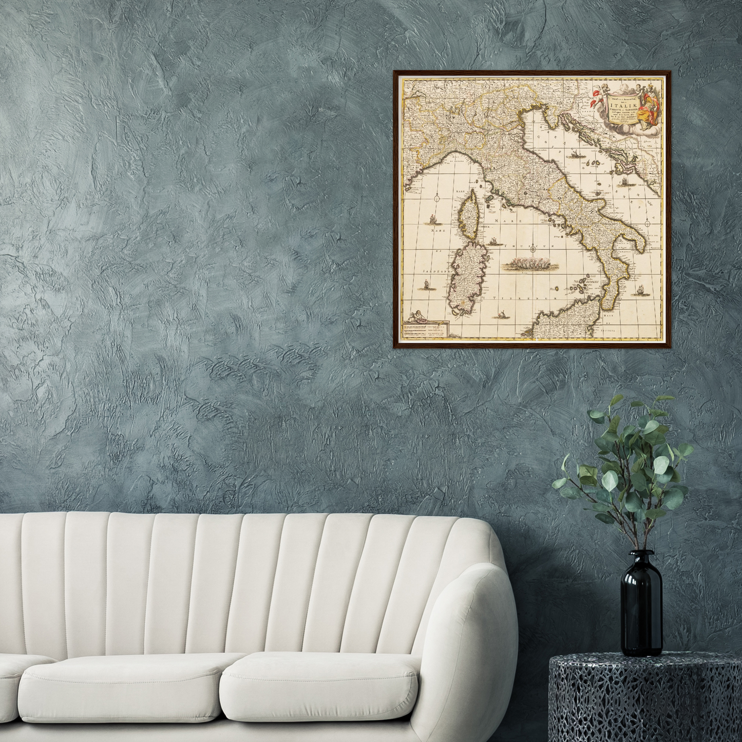 Historische Landkarte Italien um 1698