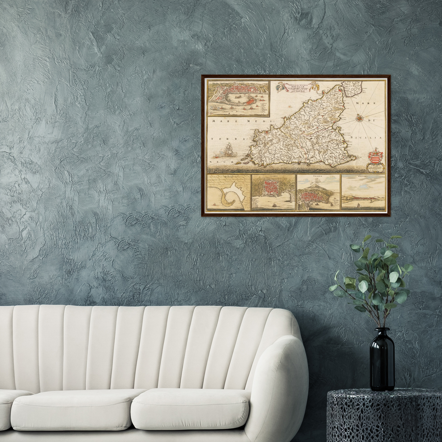 Historische Landkarte Sizilien um 1698