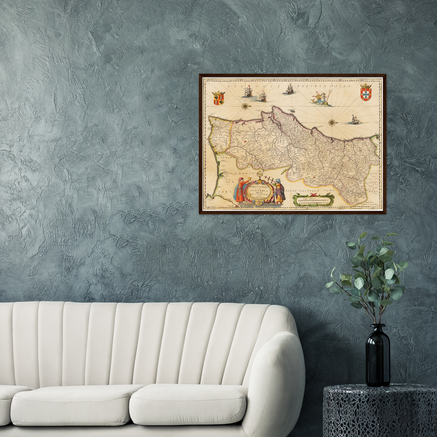 Historische Landkarte Portugal um 1635