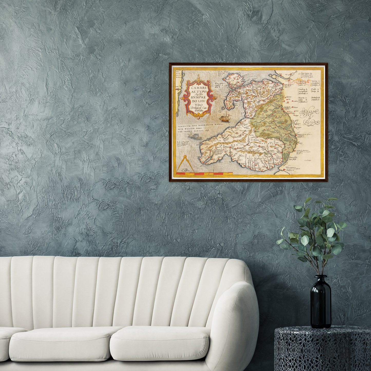 Historische Landkarte Wales um 1609