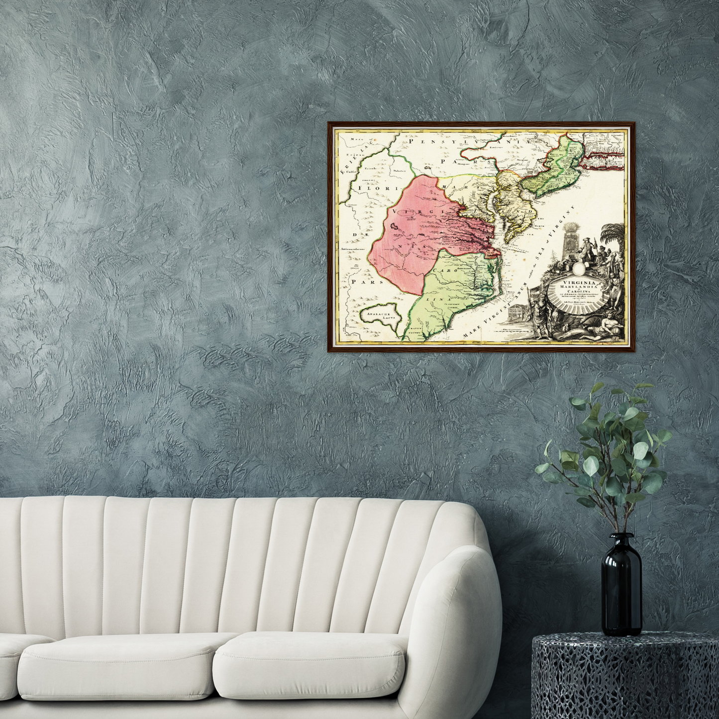 Historische Landkarte Kolonie Virginia um 1750