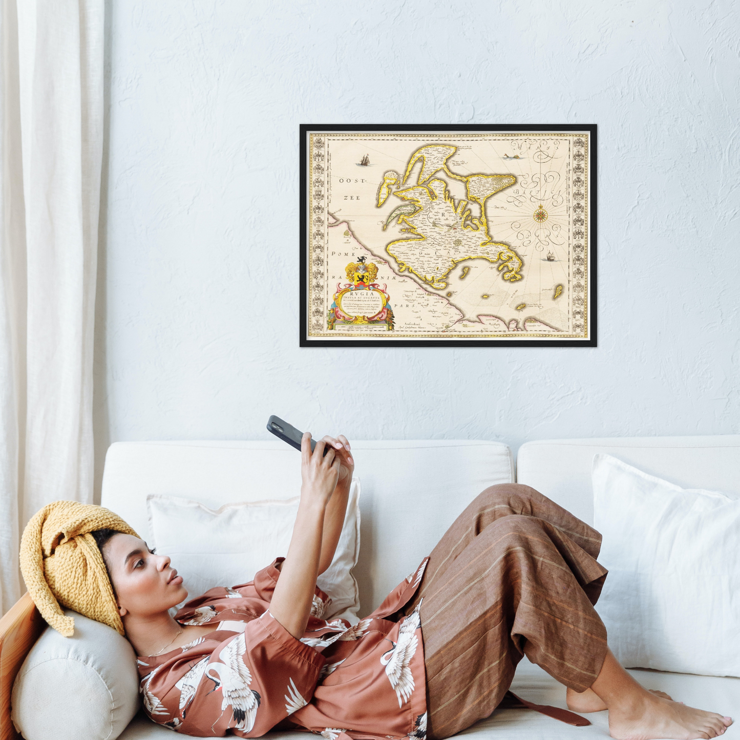 Historische Landkarte Insel Rügen um 1635