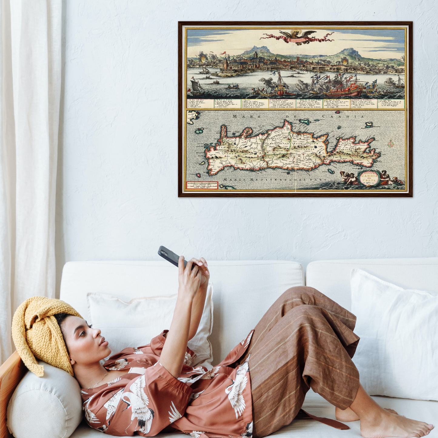 Historische Landkarte Kreta um 1668