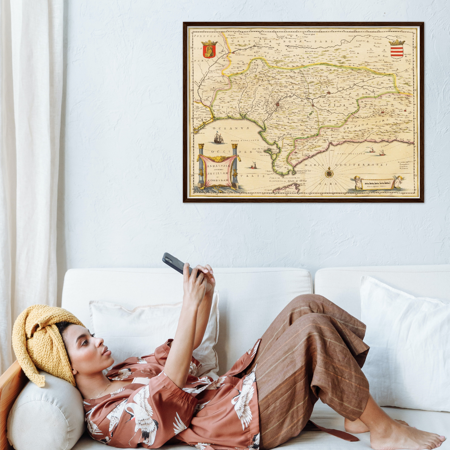 Historische Landkarte Andalusien um 1635