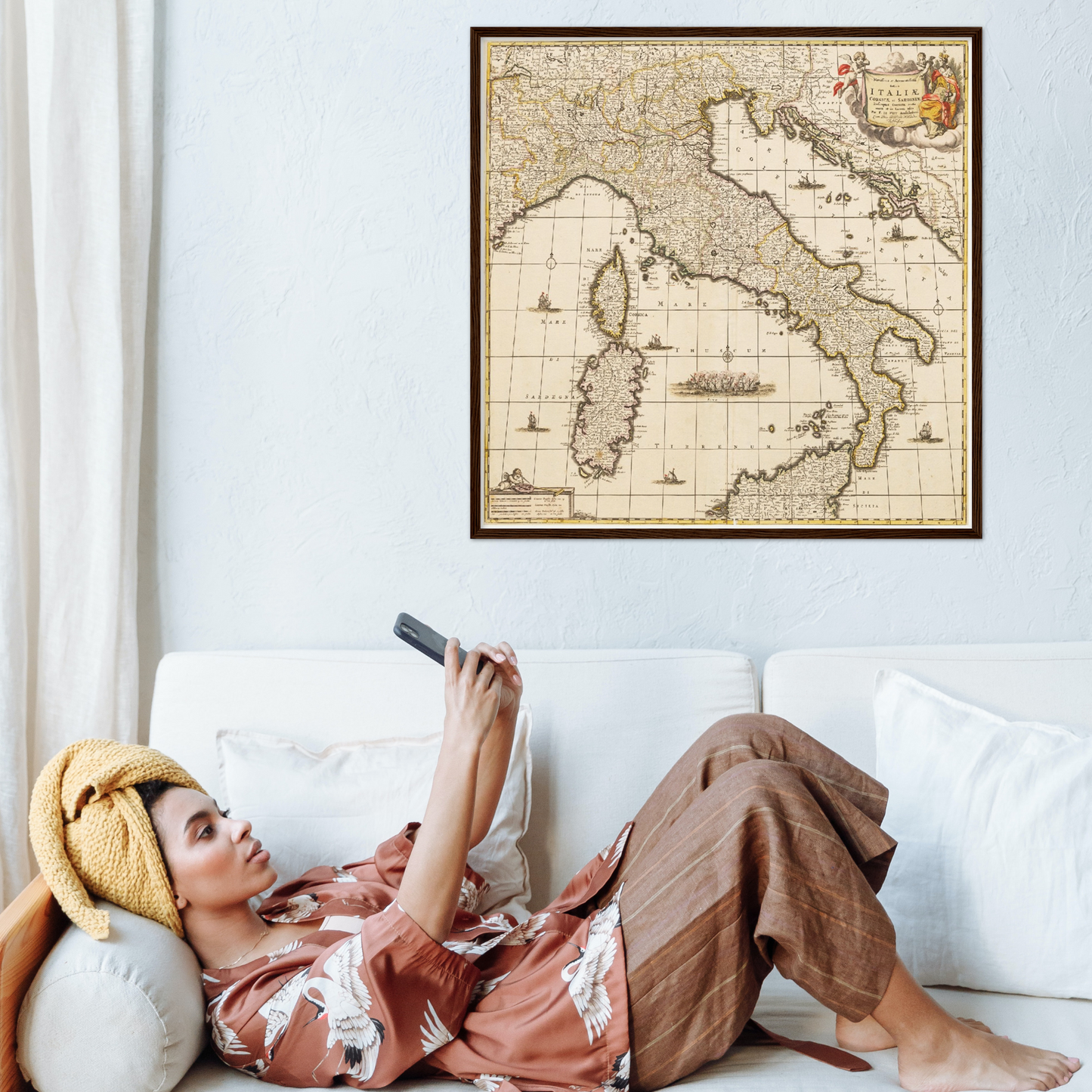 Historische Landkarte Italien um 1698