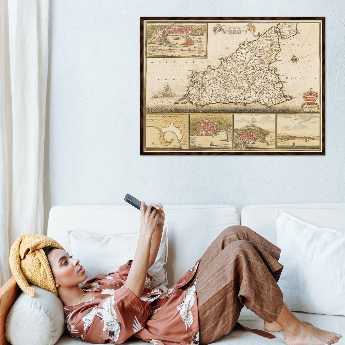 Historische Landkarte Sizilien um 1698