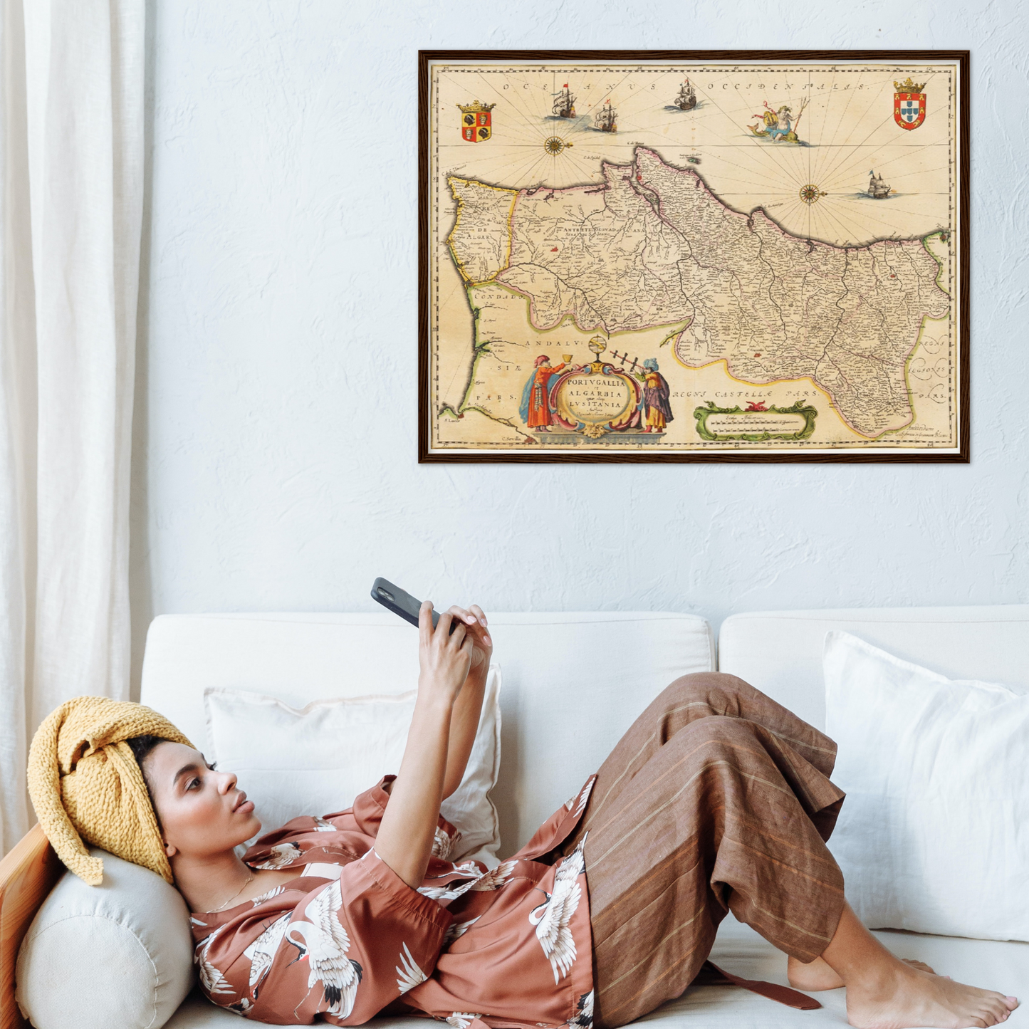 Historische Landkarte Portugal um 1635
