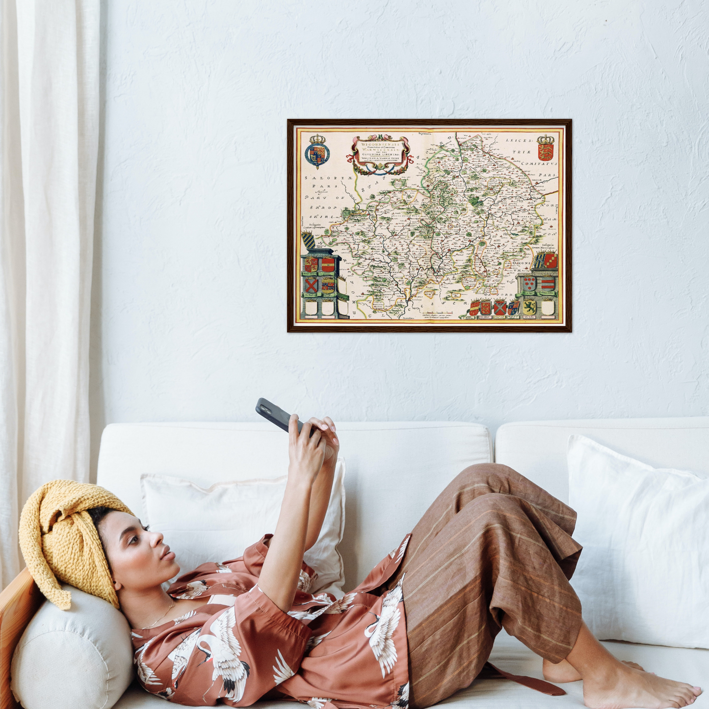 Historische Landkarte Worcestershire um 1646