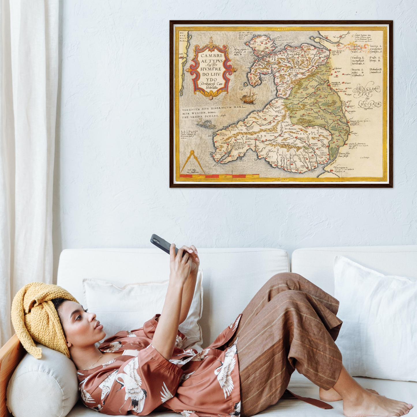 Historische Landkarte Wales um 1609
