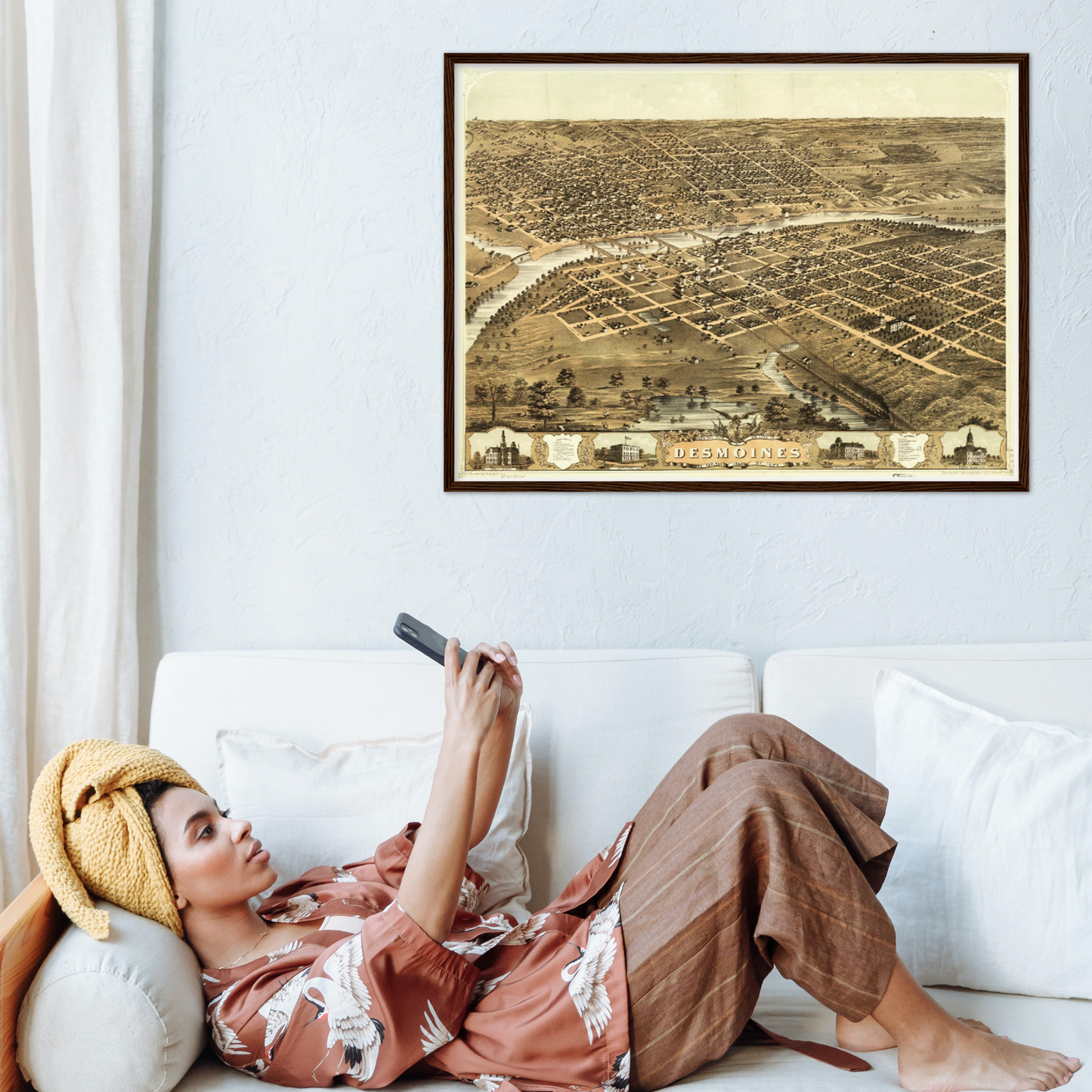 Historische Stadtansicht Des Moines um 1868