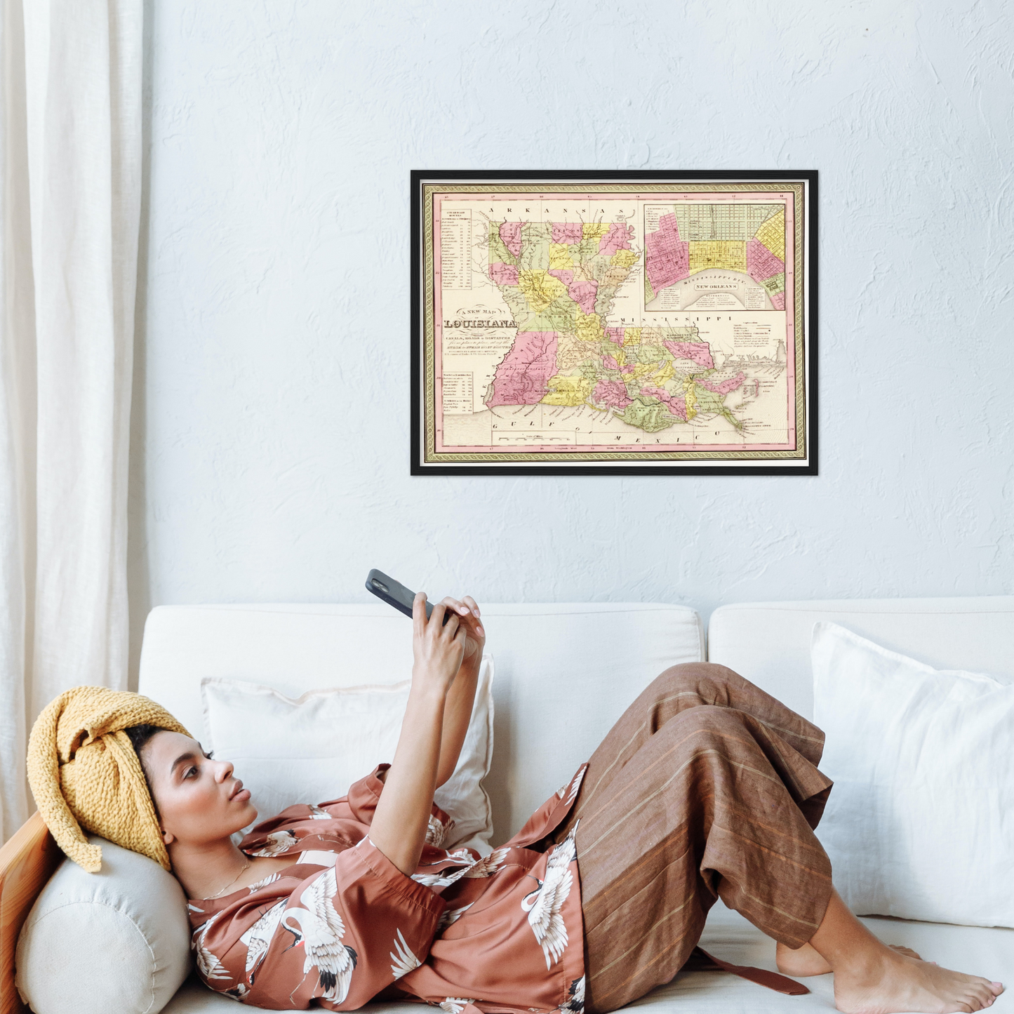 Historische Landkarte Louisiana um 1849