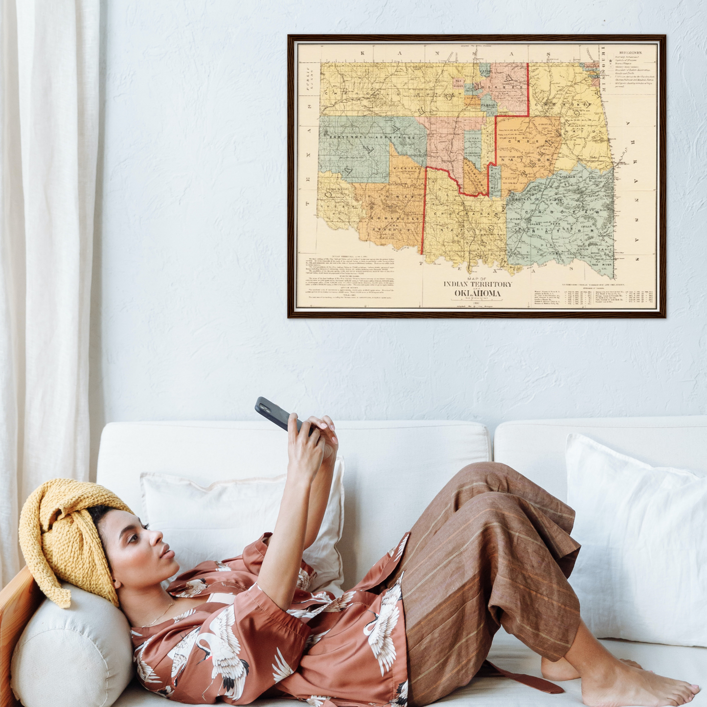 Historische Landkarte Oklahoma um 1890