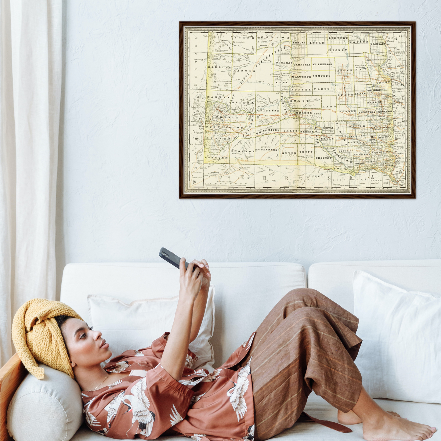 Historische Landkarte South Dakota um 1882