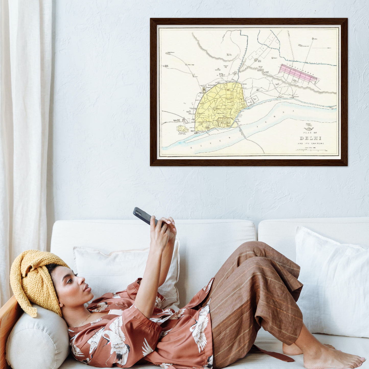 Historischer Stadtplan Delhi um 1867