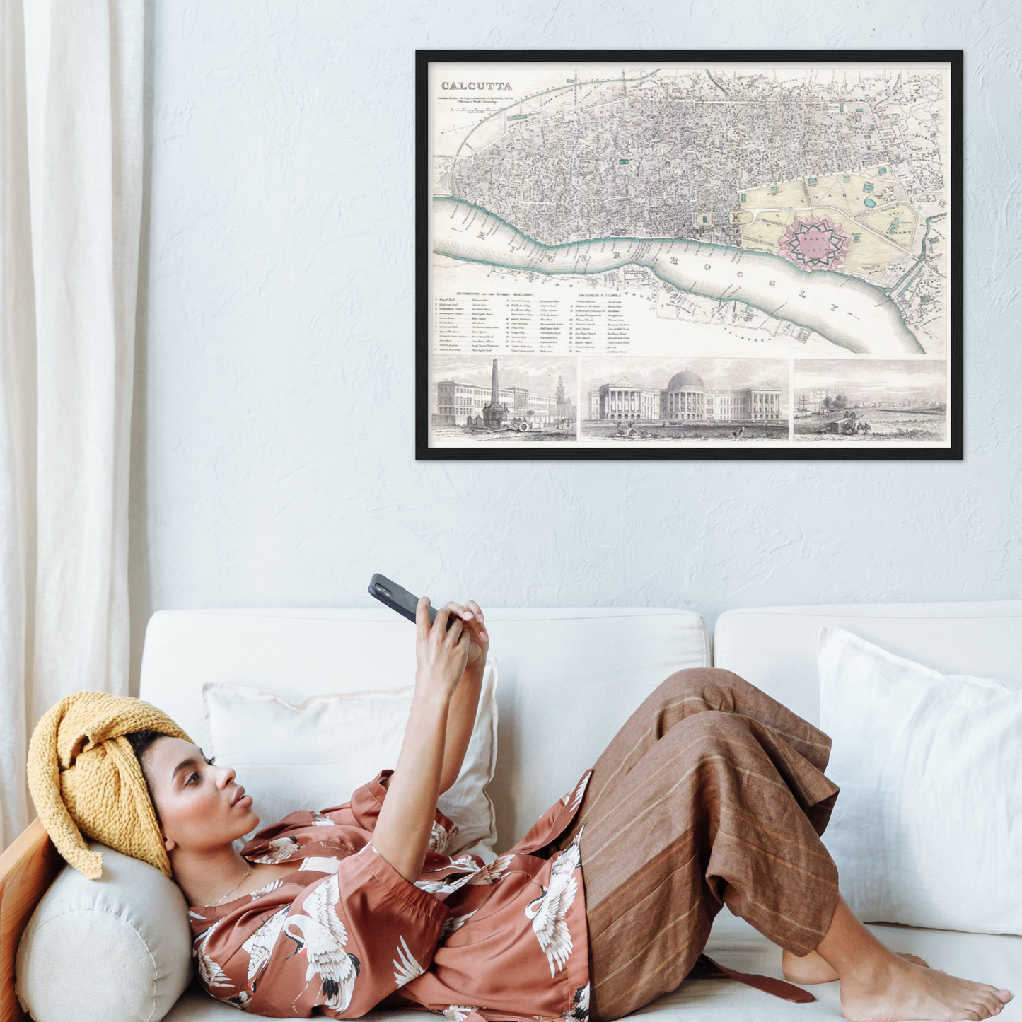 Historischer Stadtplan Kalkutta um 1842