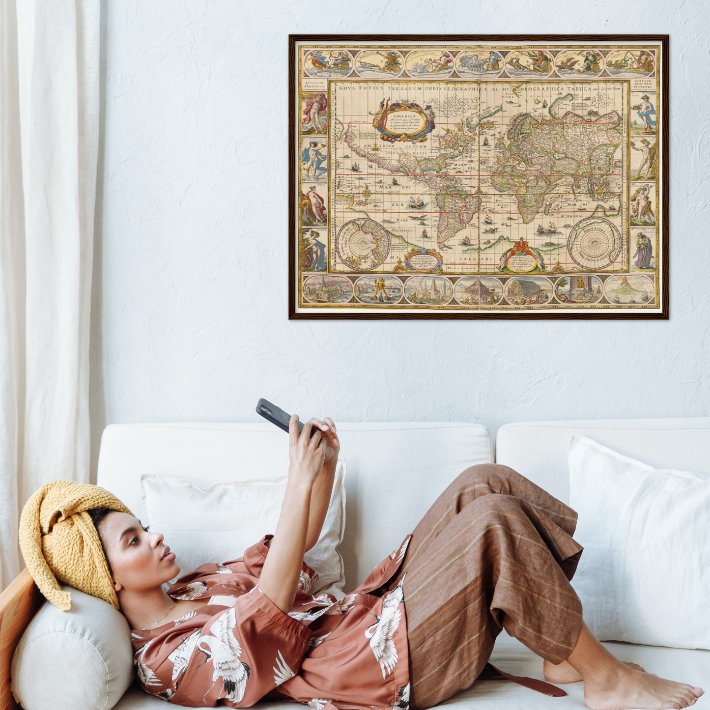 Historische Weltkarte um 1635
