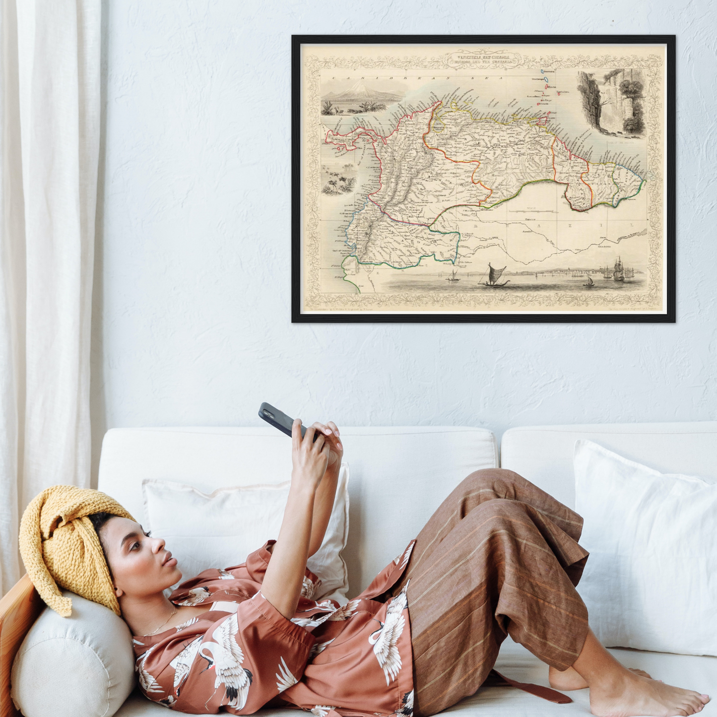 Historische Landkarte Kolumbien & Venezuela um 1850