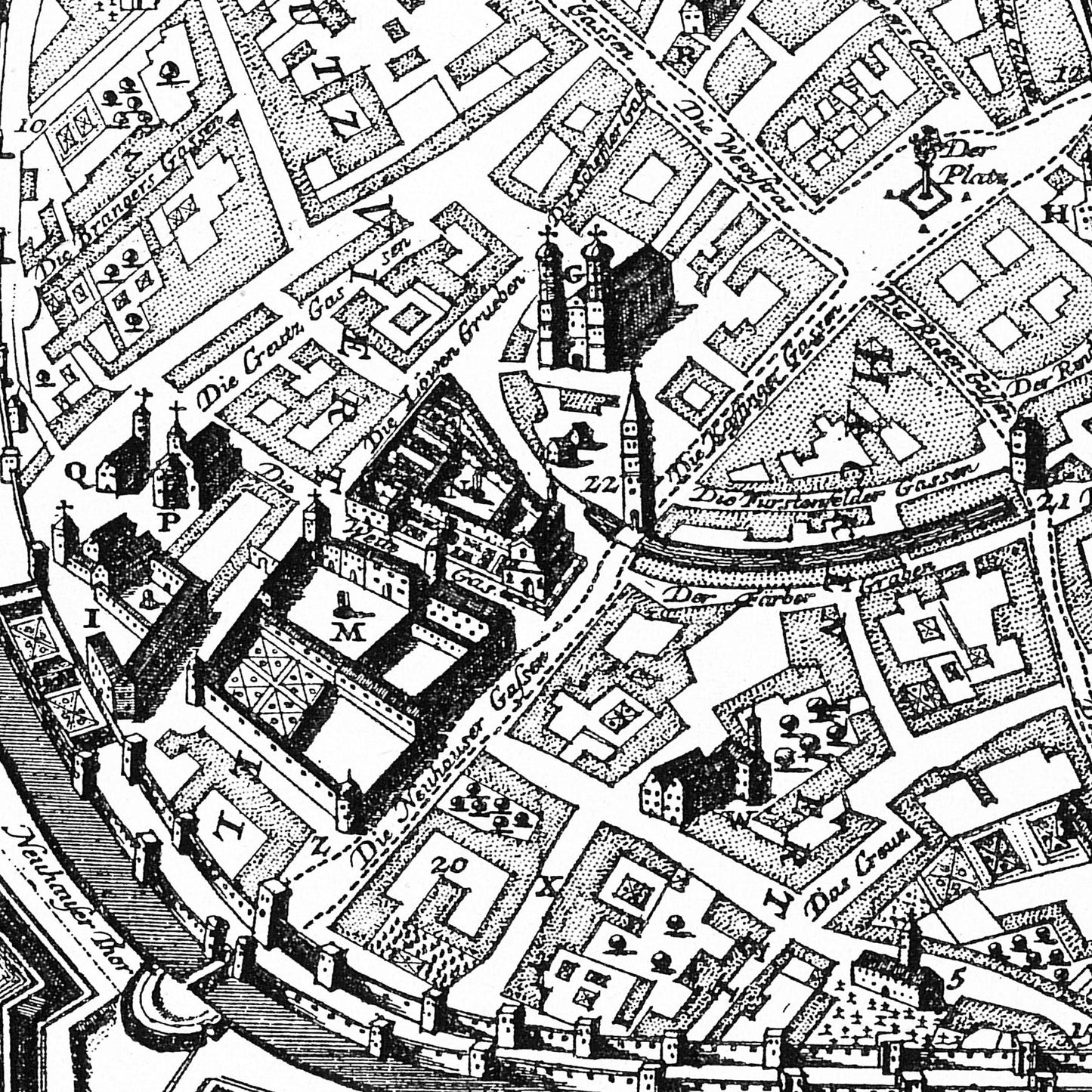 Historischer Stadtplan München um 1740