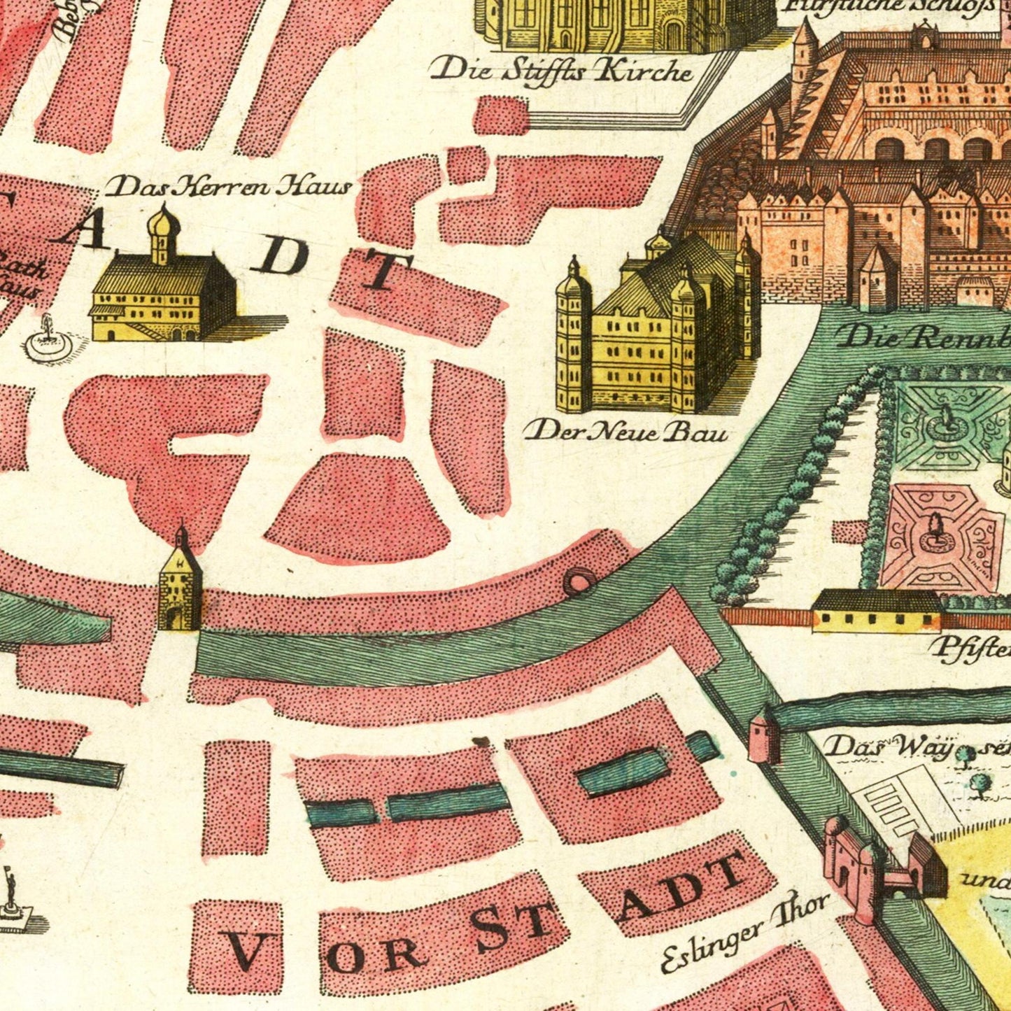 Historische Stadtansicht Stuttgart um 1750