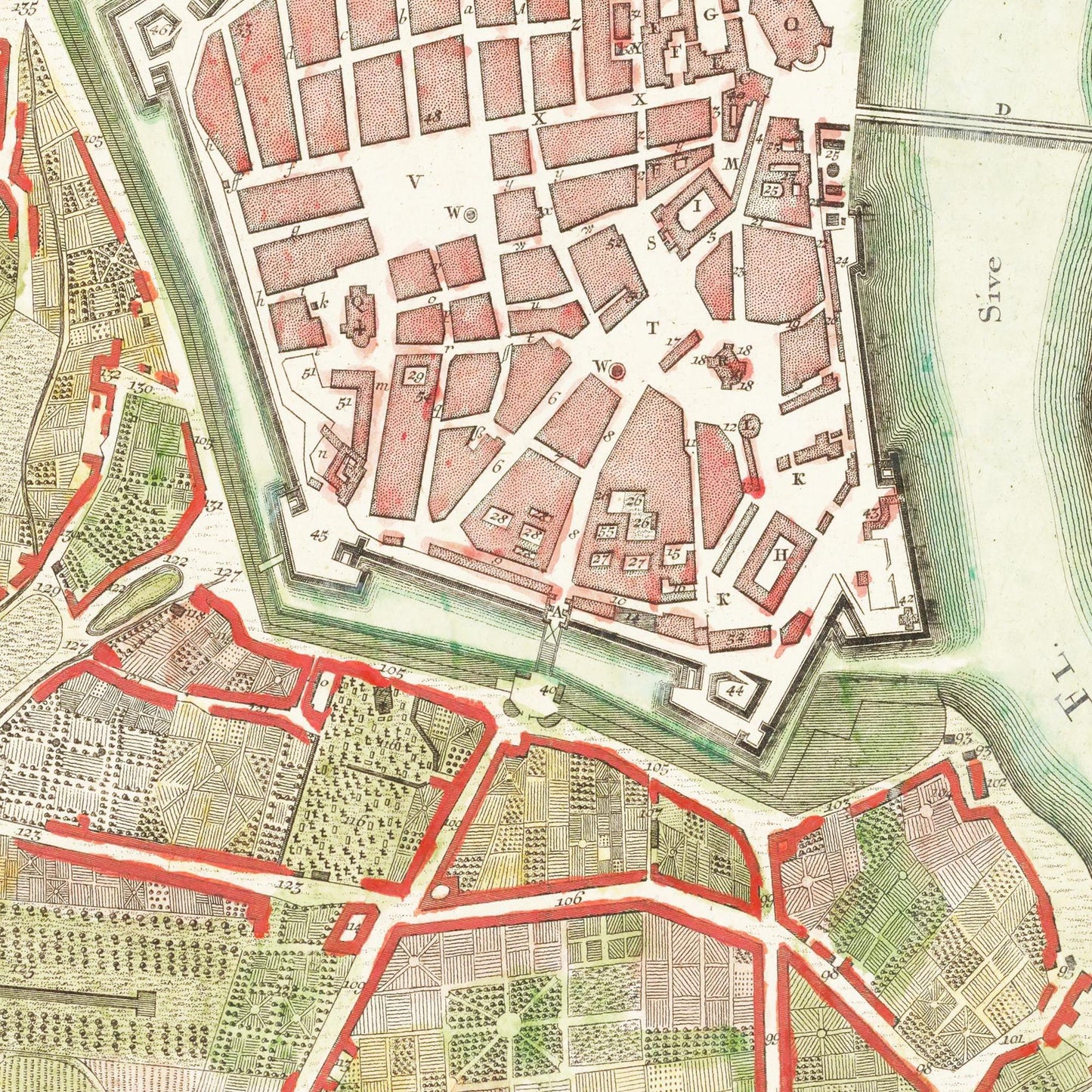 Historischer Stadtplan Dresden um 1750